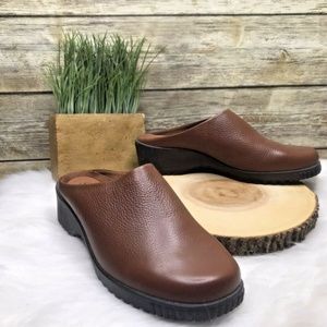 Sole Choice Waffle Brown Genuine Leather Slide In Mules Sz 6.5 M Brazil